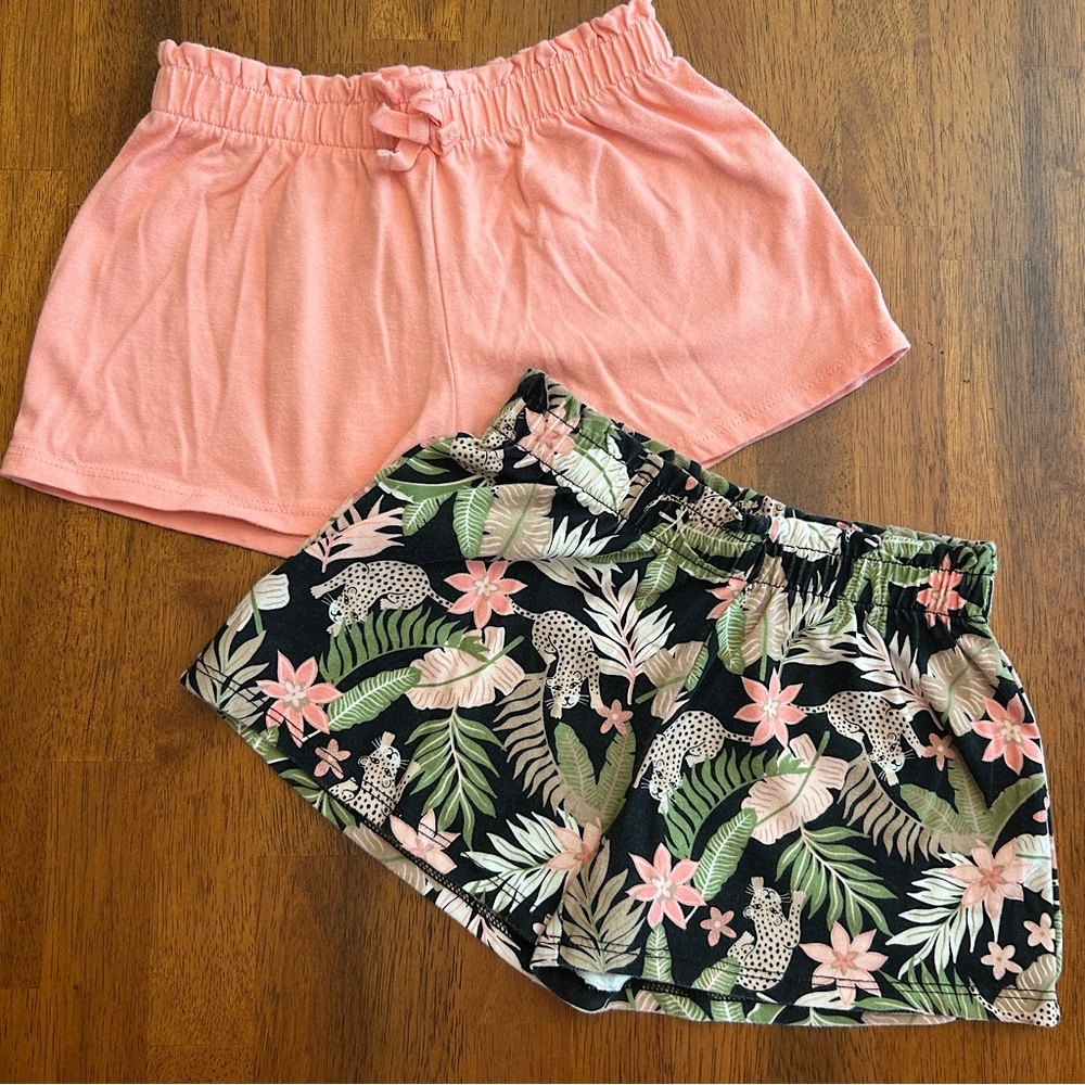 Cotton Shorts Coral & Leopard Bundle Girl Size 4T | 2-Pack | The Childrens Place